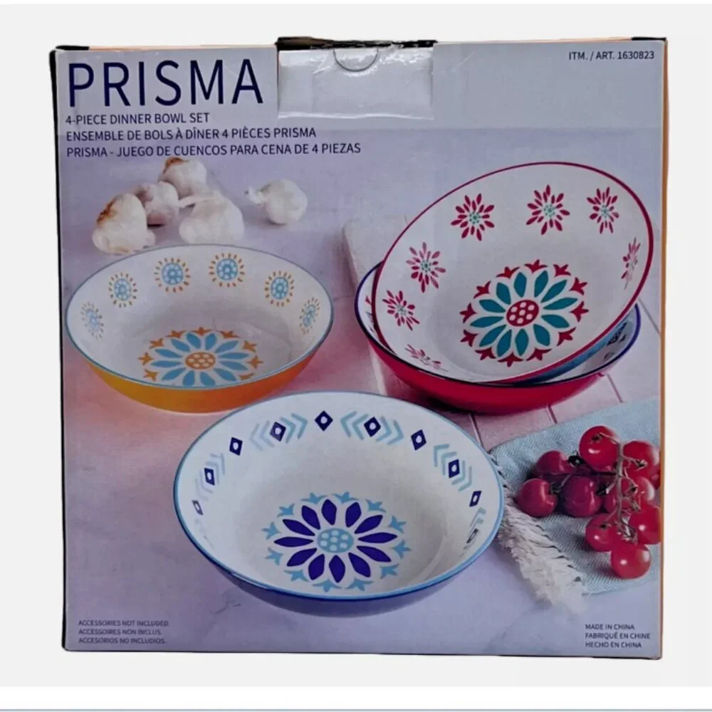 PRISMA 4 PC CERAMIC DINNER BOWL SET BY BAUM - Picture 3 of 5
